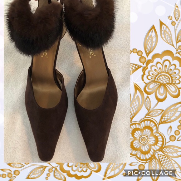 J.Renee Shoes - ! J RENEE Real Mink & Suede Heels NWOT